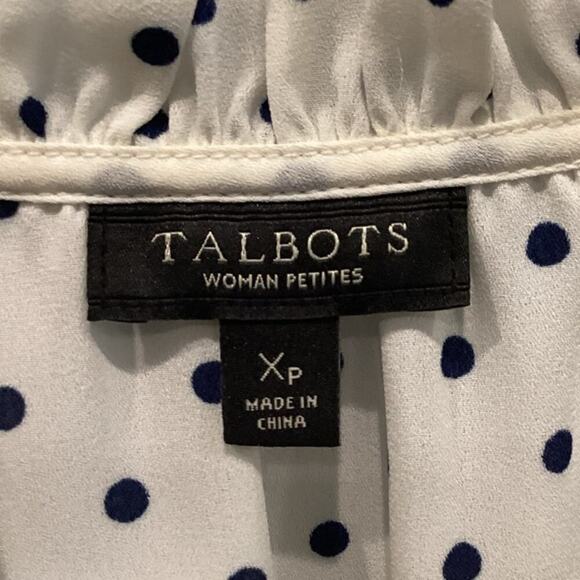 Talbots Womens Plus Size Top XP White Polka Dot Sheer Workwear Office Preppy - Picture 3 of 6